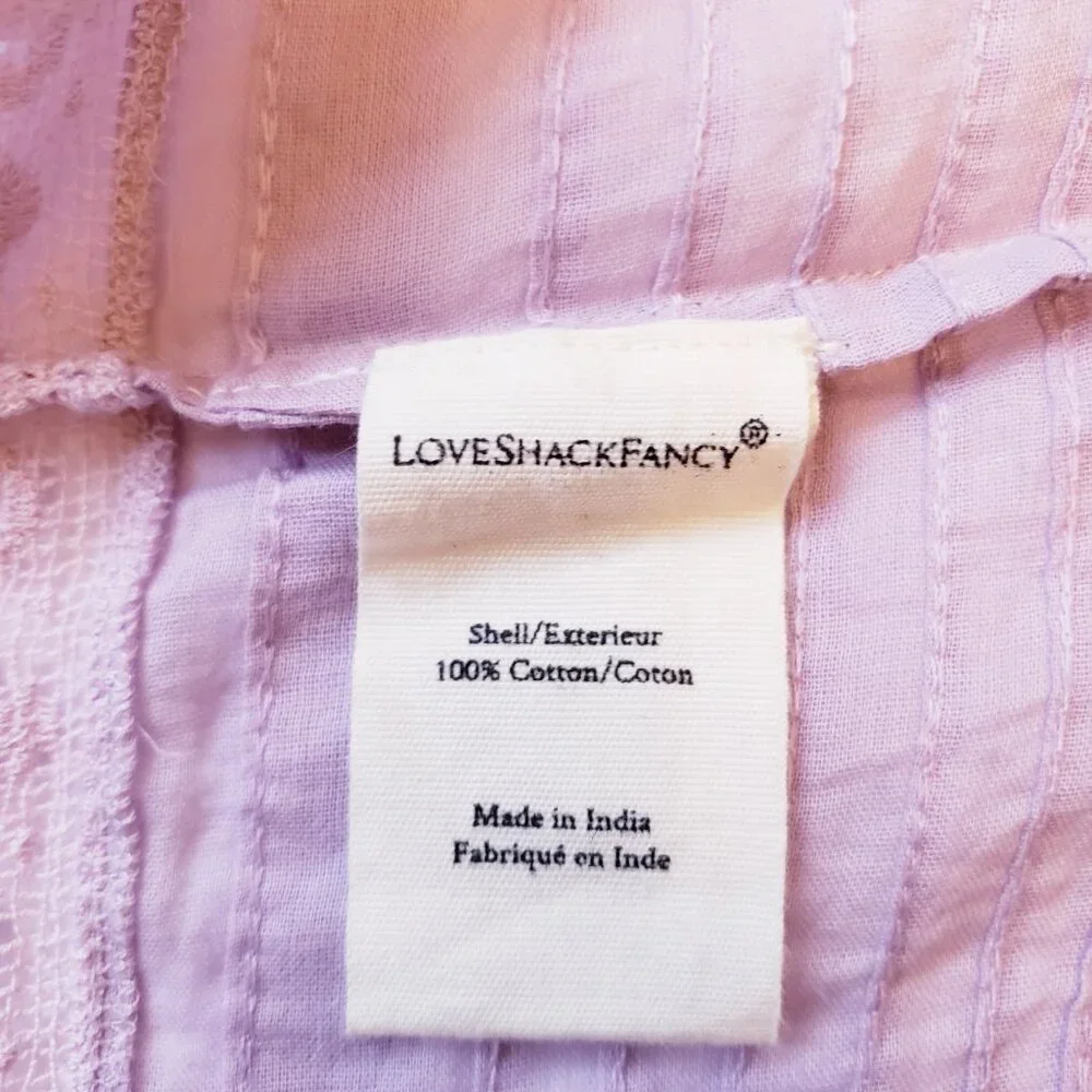 LOVESHACKFANCY Wisteria Sully Embroidered Lace Cotton Crop Top - Picture 12 of 13